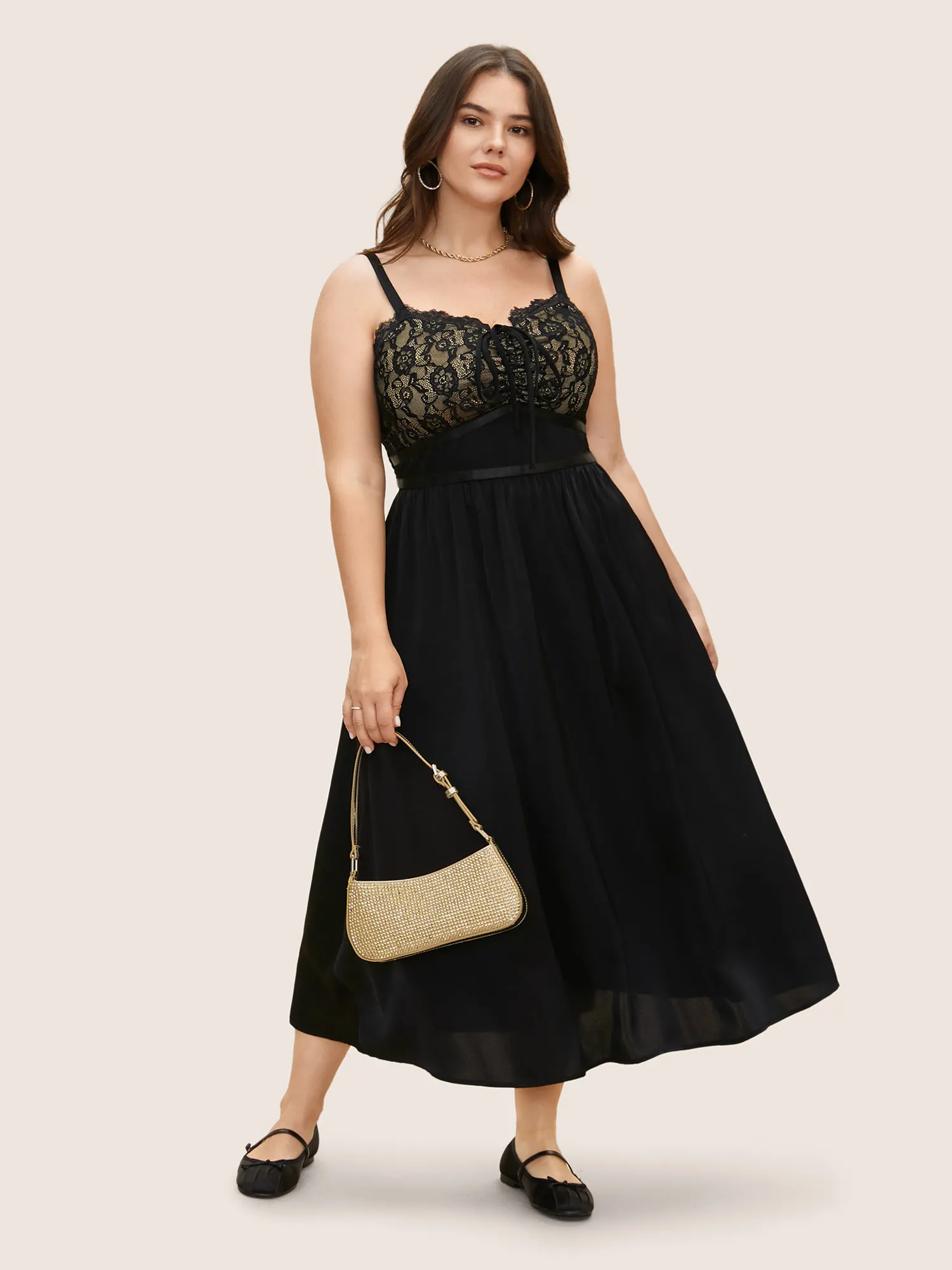 Crochet Lace Tie Knot Shirred Maxi Dress sold by Bloomchic product image thumbnail 2