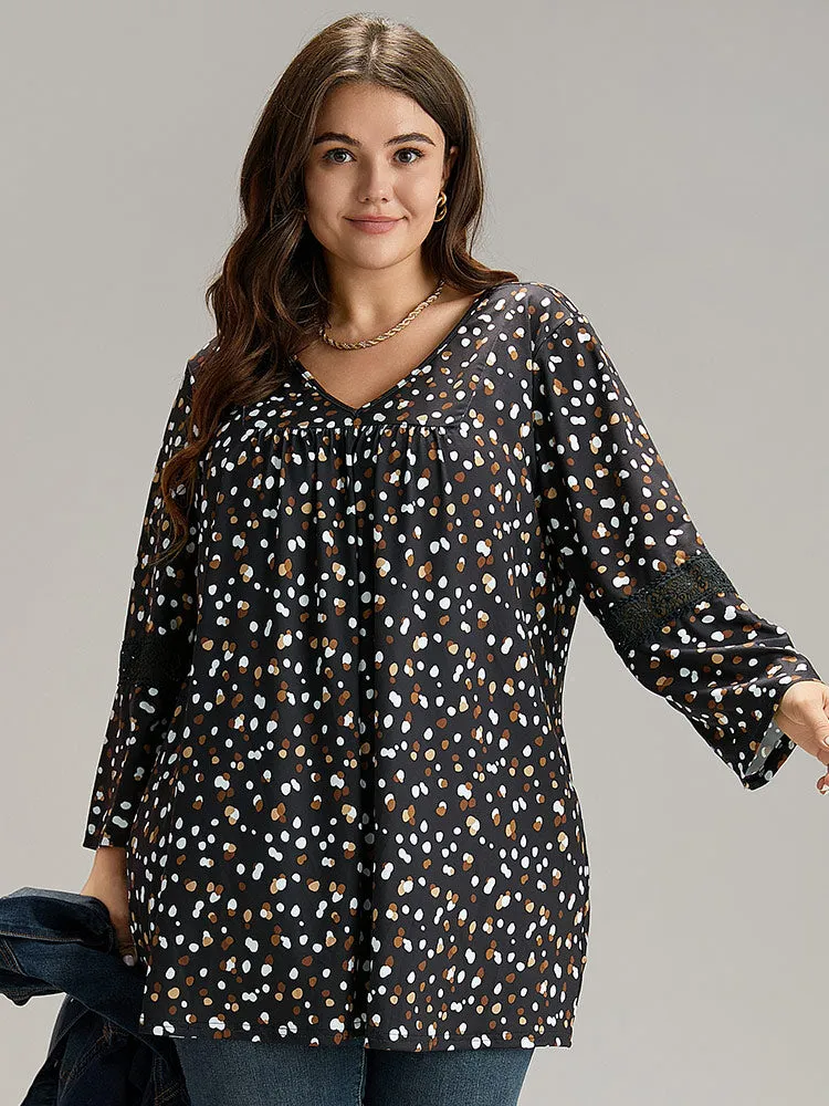 Allover Print Guipure Lace Plicated Detail T-shirt sold by Bloomchic product image thumbnail 3