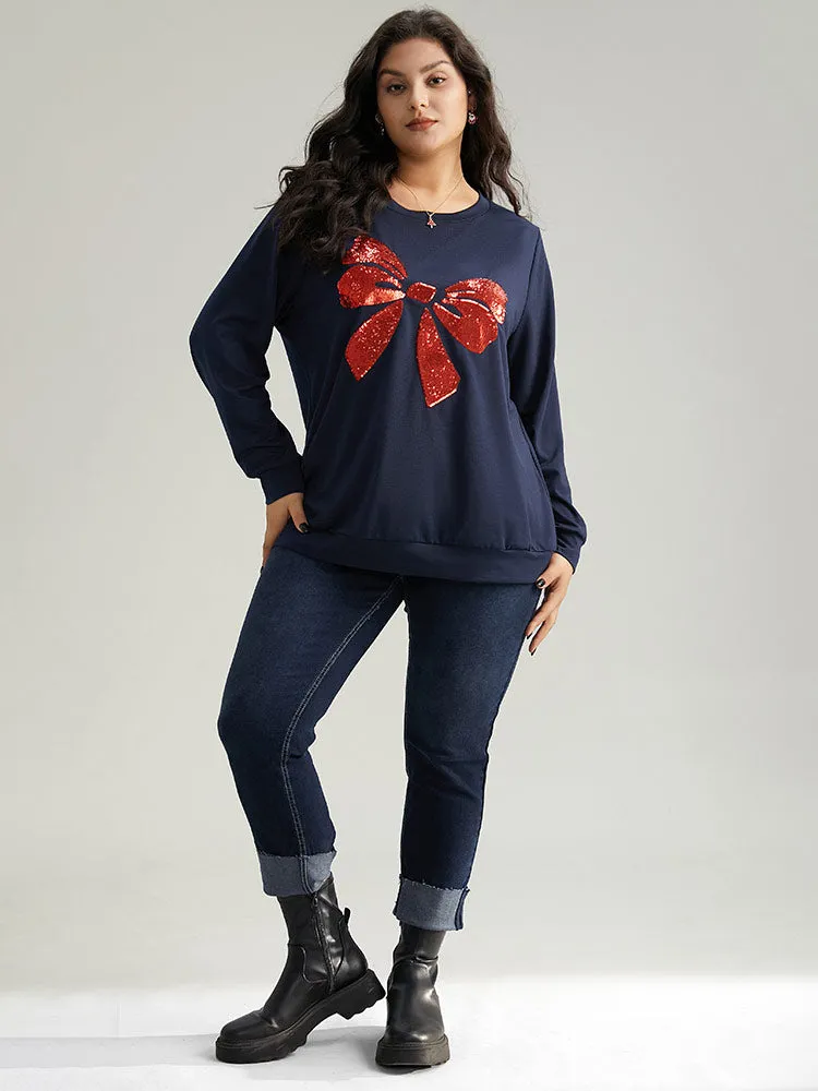 Sequin Bowknot Embroidered Sweatshirt sold by Bloomchic product image thumbnail 5