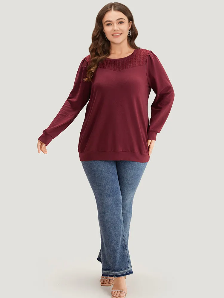 Plain Eyelet Lace Crew Neck Sweatshirt sold by Bloomchic product image thumbnail 4