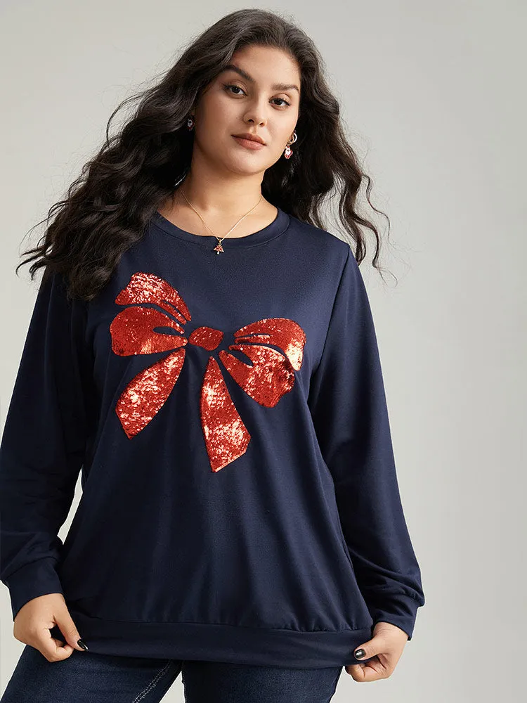 Sequin Bowknot Embroidered Sweatshirt sold by Bloomchic product image thumbnail 3