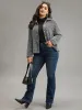 Gingham Texture Lapel Collar Metal Detail Jacket sold by Bloomchic