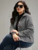 Gingham Texture Lapel Collar Metal Detail Jacket sold by Bloomchic