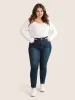 Dark Wash High Rise Double Breasted jeans sold by Bloomchic