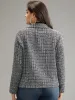 Gingham Texture Lapel Collar Metal Detail Jacket sold by Bloomchic