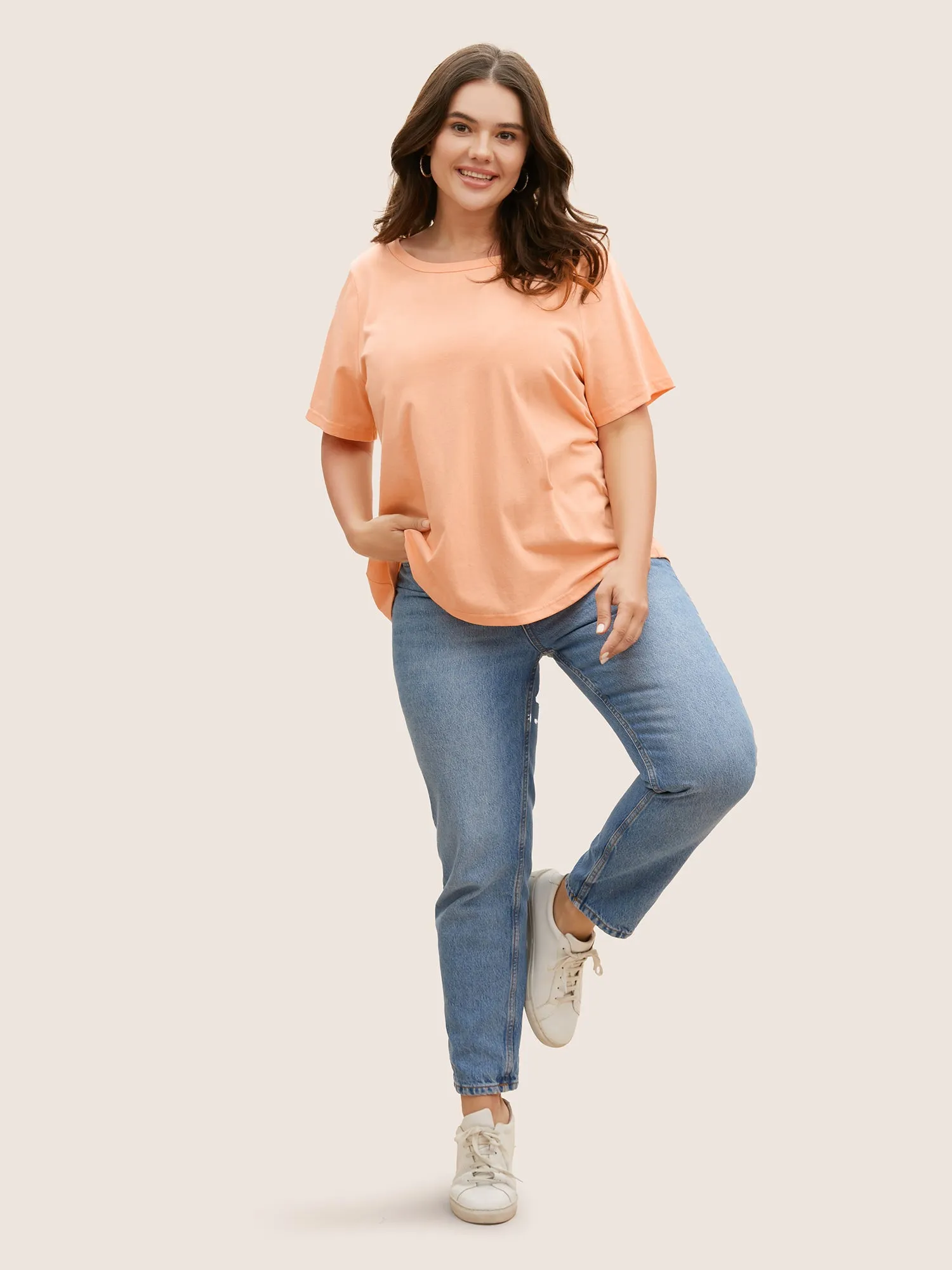 Cotton Round Neck Back Cut Out T-shirt sold by Bloomchic product image thumbnail 4