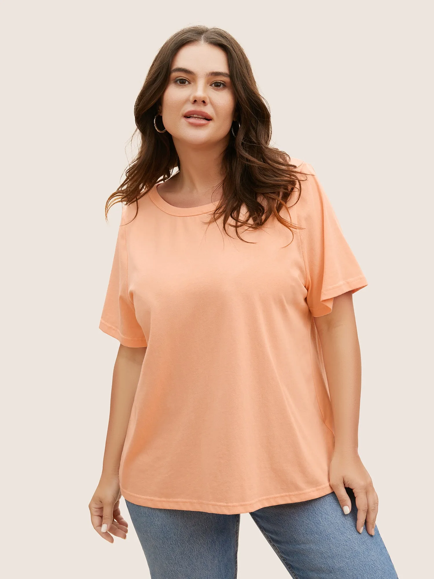Cotton Round Neck Back Cut Out T-shirt sold by Bloomchic product image thumbnail 3