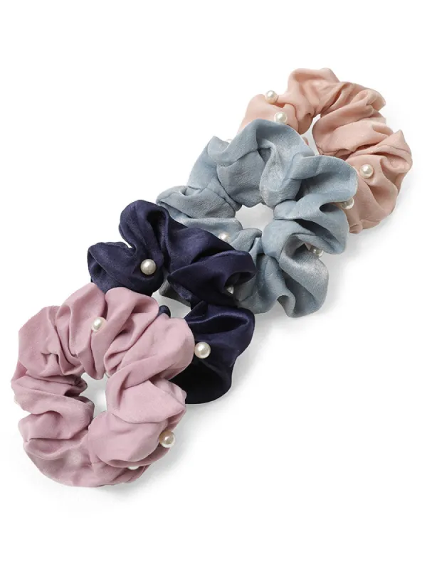 4pcs Pearl Beaded Detail Fashionable Elastic Hair Ties sold by Bloomchic
