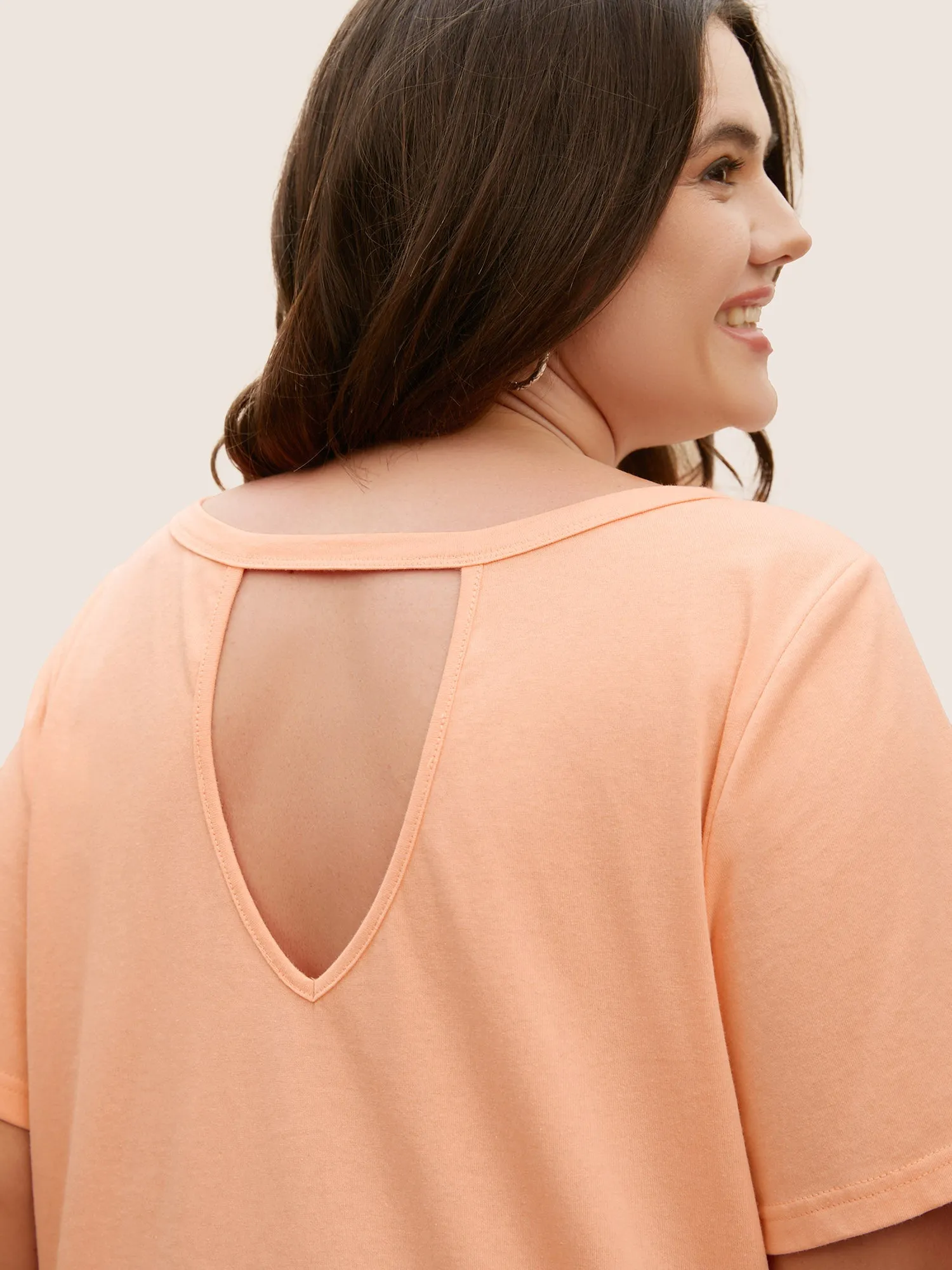 Cotton Round Neck Back Cut Out T-shirt sold by Bloomchic product image thumbnail 2