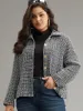 Gingham Texture Lapel Collar Metal Detail Jacket sold by Bloomchic