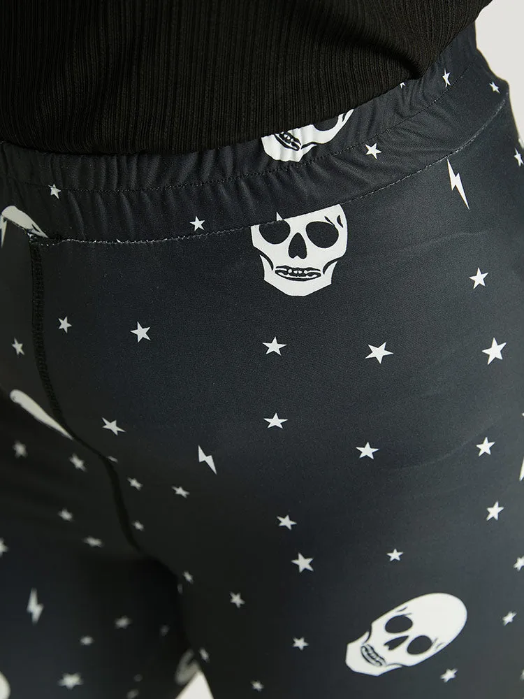 Halloween Skull & Star Print Elastic Waist Leggings sold by Bloomchic product image thumbnail 5