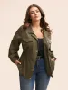 Solid Flap Pocket Drawstring Jacket sold by Bloomchic