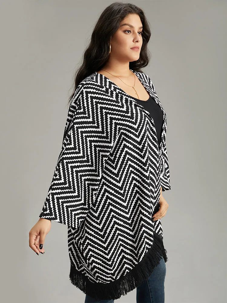 Halloween Geometric Tassel Trim Dolman Sleeve Kimono sold by Bloomchic product image thumbnail 3