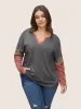 Colorblock Patchwork Batwing Sleeve Notched T-shirt sold by Bloomchic