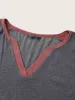 Colorblock Patchwork Batwing Sleeve Notched T-shirt sold by Bloomchic