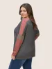Colorblock Patchwork Batwing Sleeve Notched T-shirt sold by Bloomchic