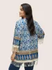 Boho Print Lace Panel Patchwork Tassel Trim Kimono sold by Bloomchic