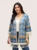 Boho Print Lace Panel Patchwork Tassel Trim Kimono sold by Bloomchic