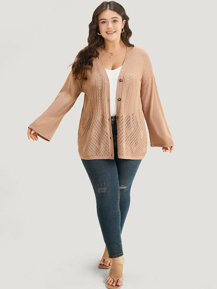 Geometric Hollow Out Button Up Cardigan sold by Bloomchic product image thumbnail 5