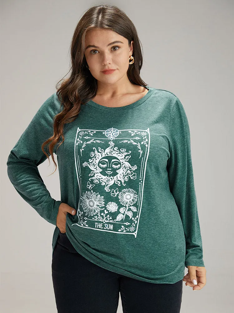 Horoscope Print Round Neck T-shirt sold by Bloomchic