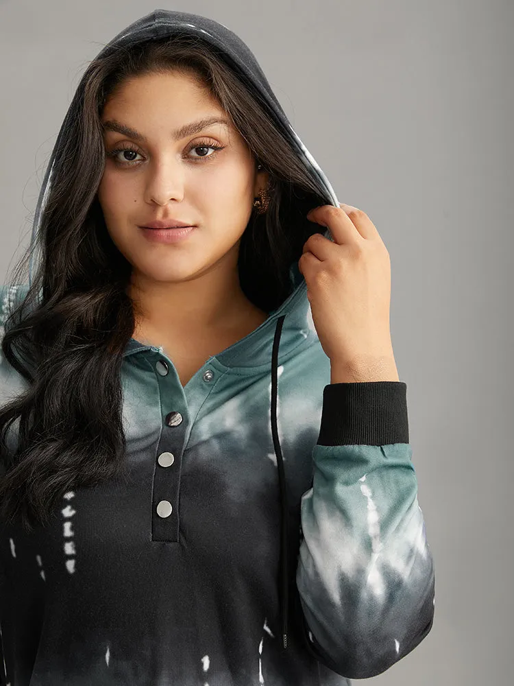 Tie Dye Contrast Hooded Drawstring Sweatshirt sold by Bloomchic product image thumbnail 5