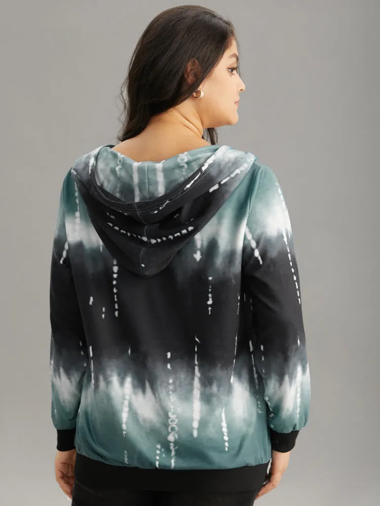 Tie Dye Contrast Hooded Drawstring Sweatshirt sold by Bloomchic product image thumbnail 2
