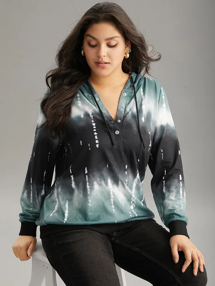 Tie Dye Contrast Hooded Drawstring Sweatshirt sold by Bloomchic product image thumbnail 3