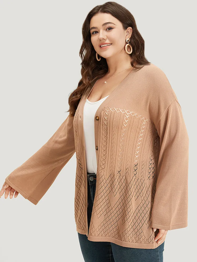 Geometric Hollow Out Button Up Cardigan sold by Bloomchic product image thumbnail 4