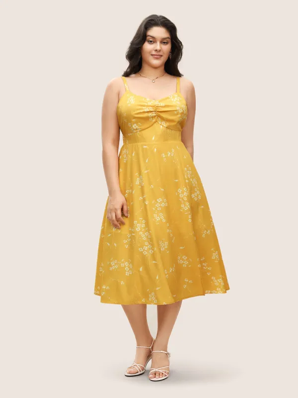 Ditsy Floral Ruched Adjustable Straps Dress sold by Bloomchic