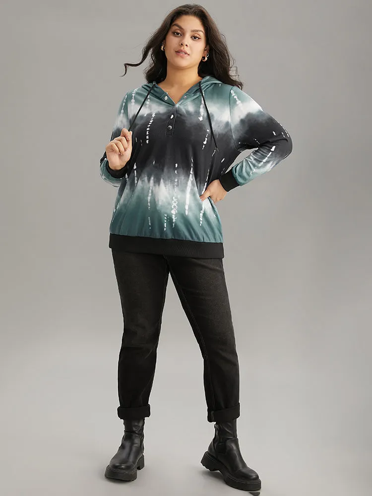 Tie Dye Contrast Hooded Drawstring Sweatshirt sold by Bloomchic product image thumbnail 4