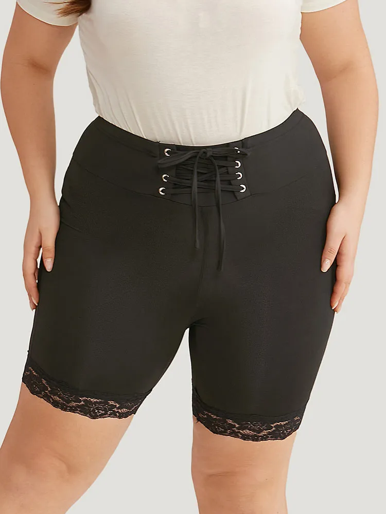 Solid Lace Up Guipure Lace Leggings sold by Bloomchic product image thumbnail 2