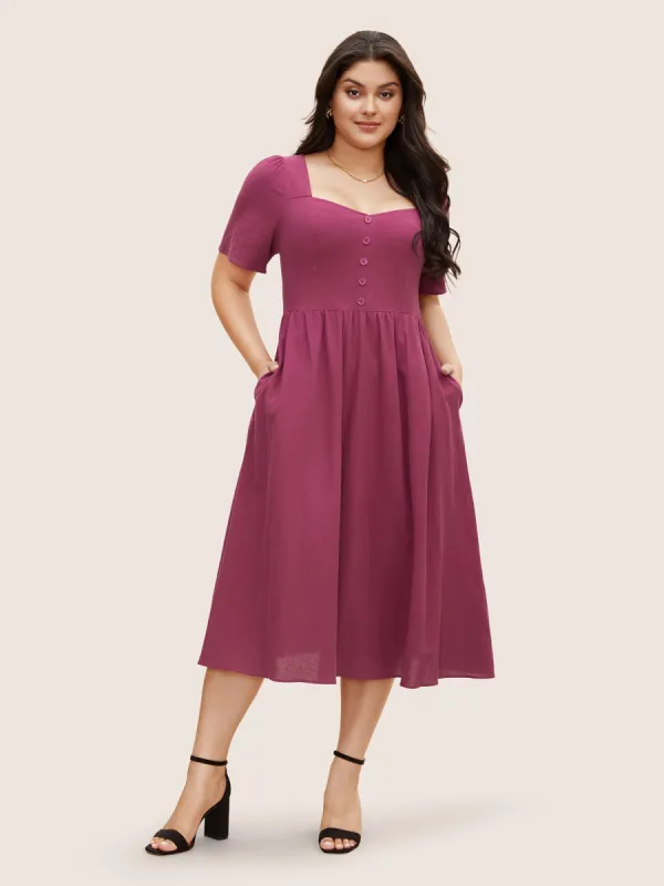 Cotton Square Neckline Midi Dress sold by Bloomchic
