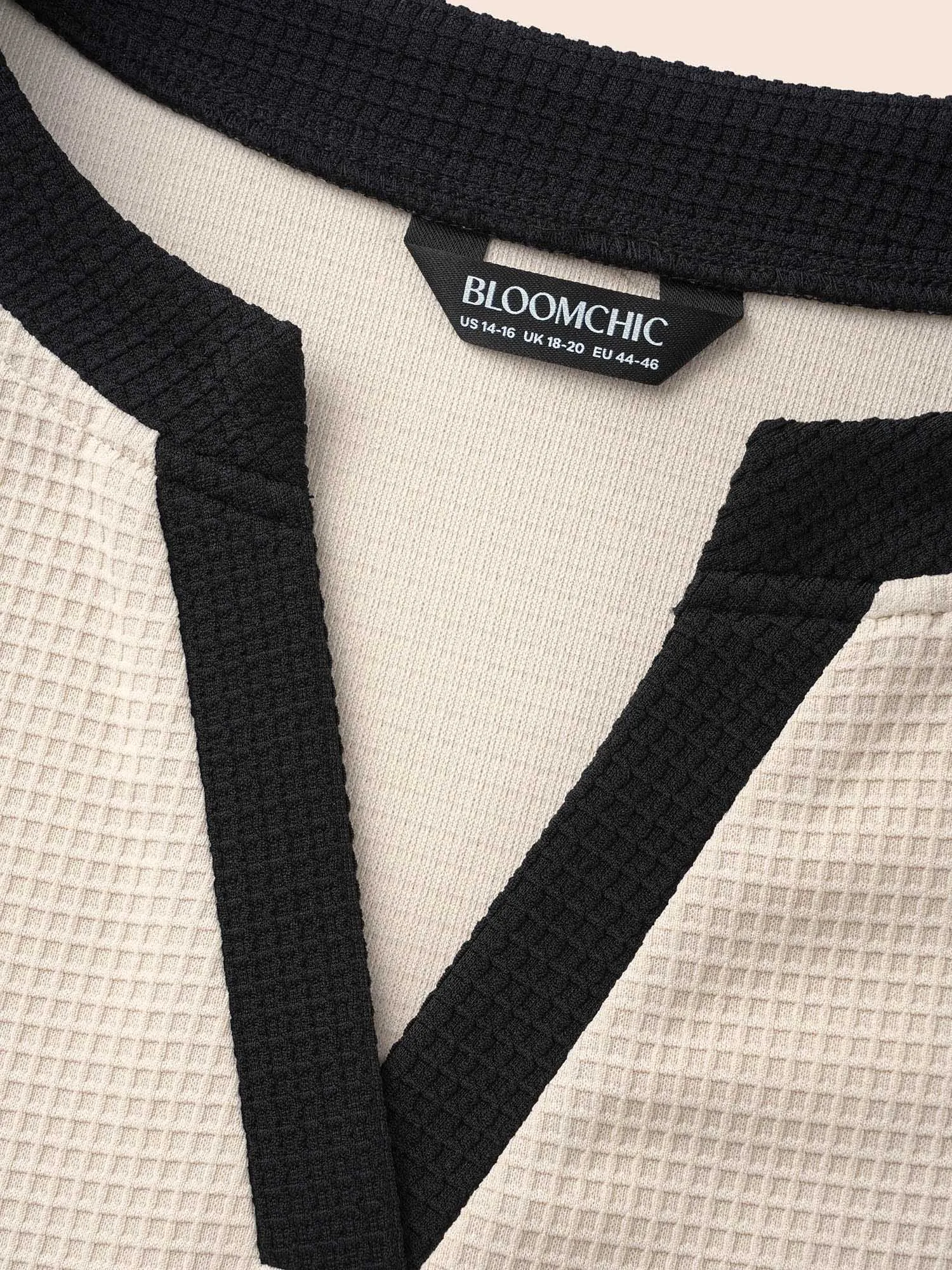 Notched Rib Knit Contrast Trim Sweatshirt sold by Bloomchic product image thumbnail 5
