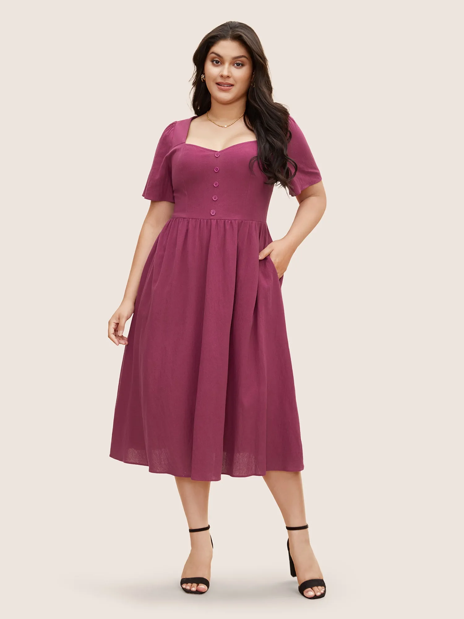Cotton Square Neckline Midi Dress sold by Bloomchic product image thumbnail 3