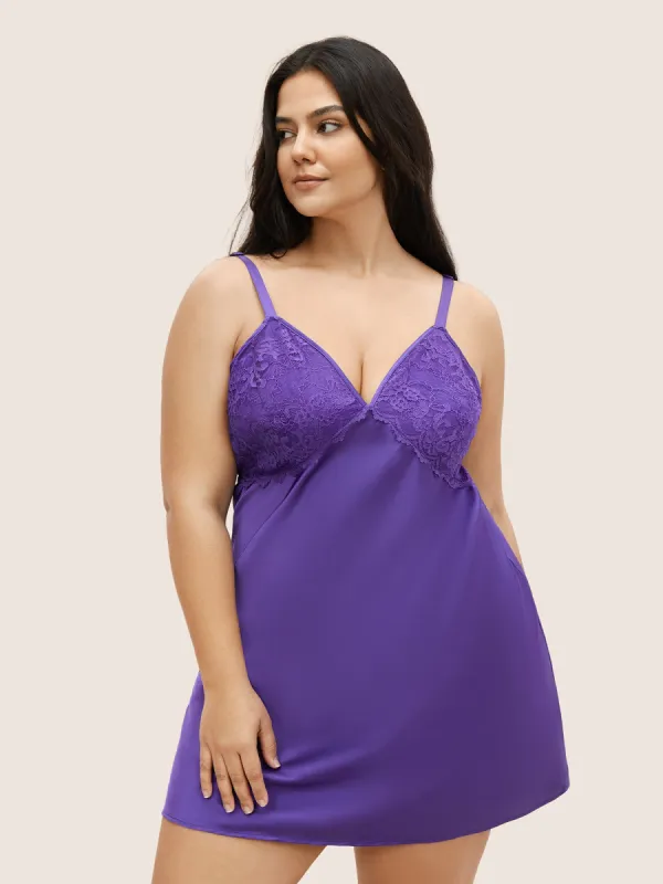 Satin Lace Panel Ties Knot Sleep Dress sold by Bloomchic