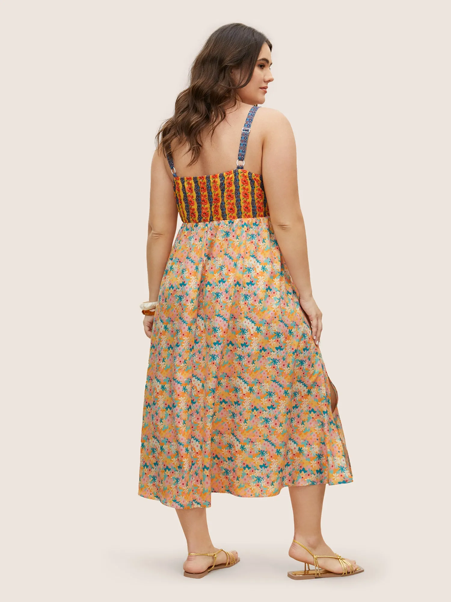 Boho Print Elastic Waist Split Hem Dress sold by Bloomchic product image thumbnail 3