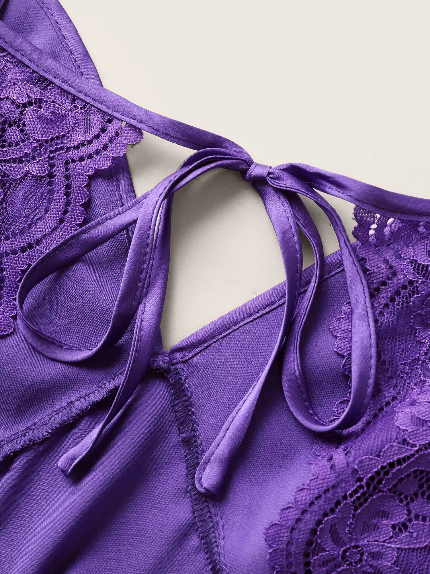 Satin Lace Panel Ties Knot Sleep Dress sold by Bloomchic product image thumbnail 5