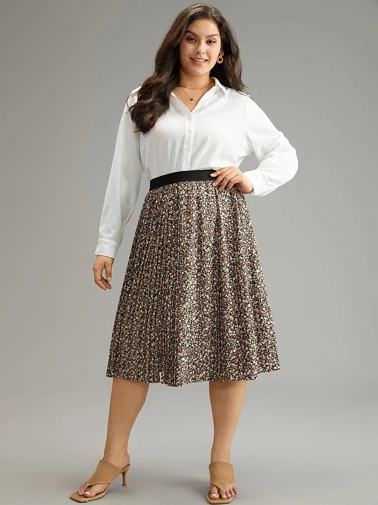 Ditsy Floral Elastic Waist Midi Skirt sold by Bloomchic product image thumbnail 4
