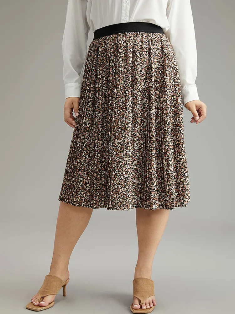 Ditsy Floral Elastic Waist Midi Skirt sold by Bloomchic