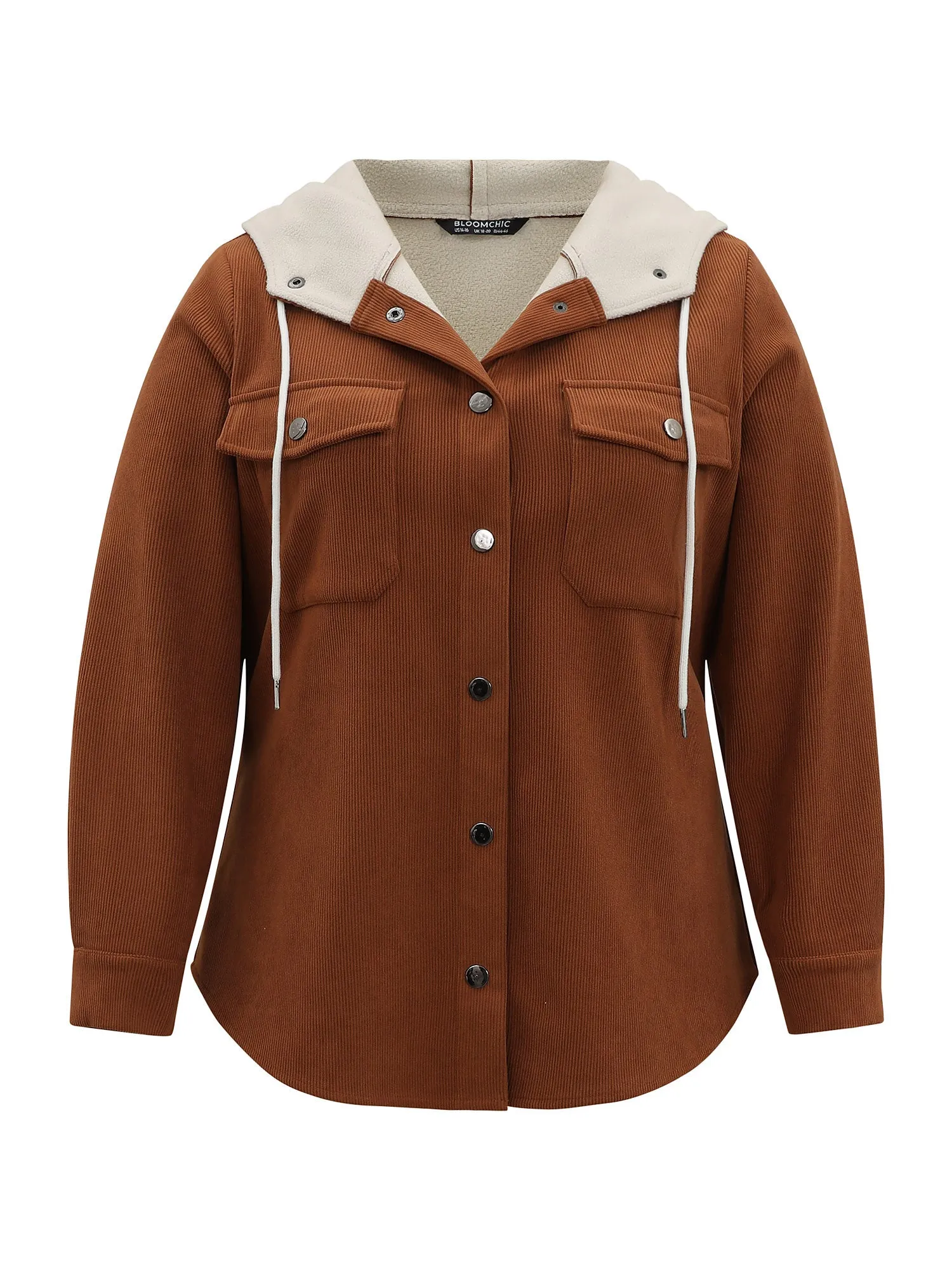 Corduroy Fluffy Patchwork Hooded Jacket sold by Bloomchic product image thumbnail 5