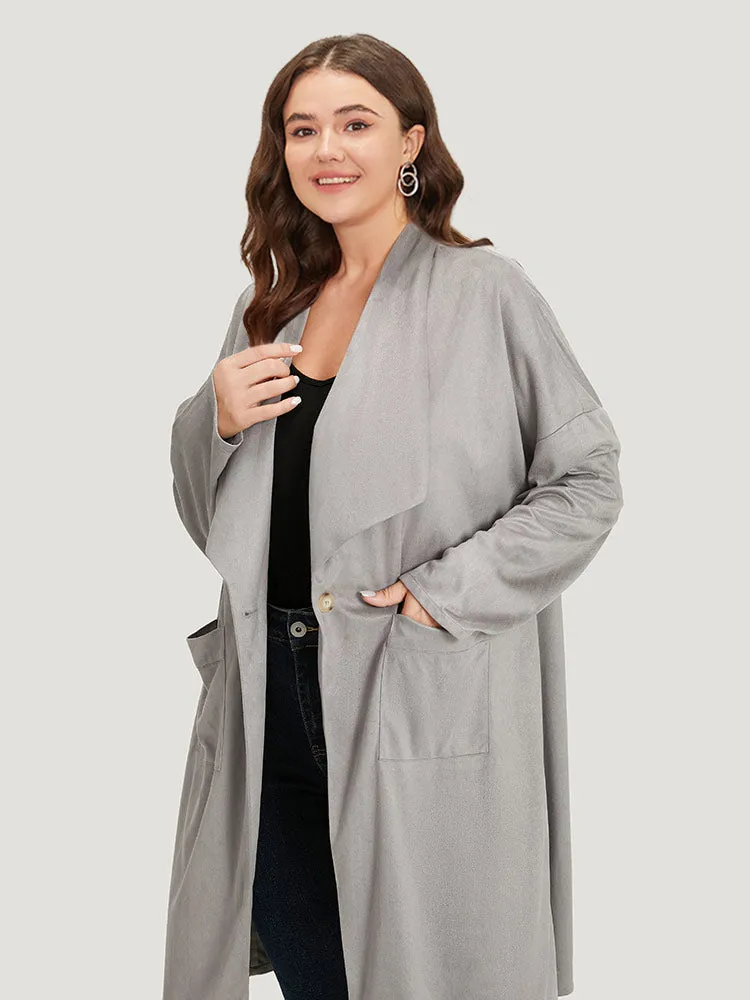 Solid Lapel Collar Patched Pocket Faux Suede Coat sold by Bloomchic product image thumbnail 5