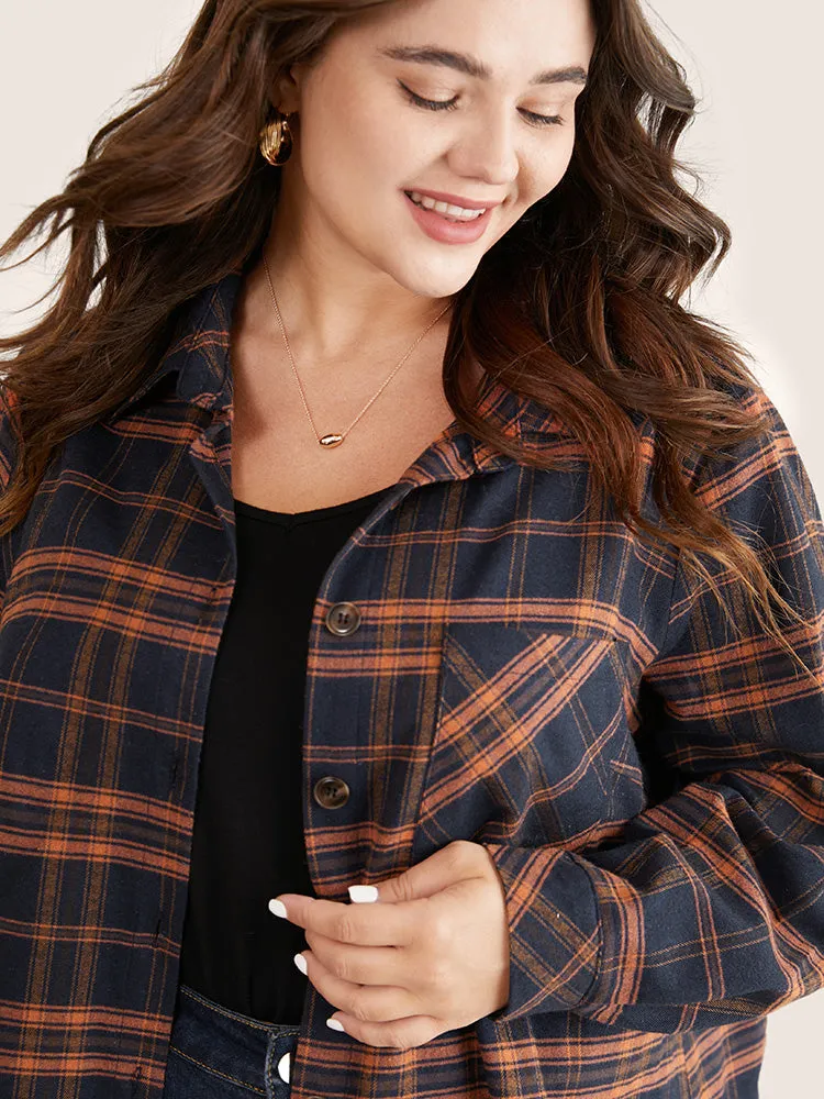 Contrast Plaid Patched Pocket Shirt Collar Blouse sold by Bloomchic product image thumbnail 3