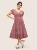 Striped Surplice Neck Ruffle Cap Sleeve Dress sold by Bloomchic