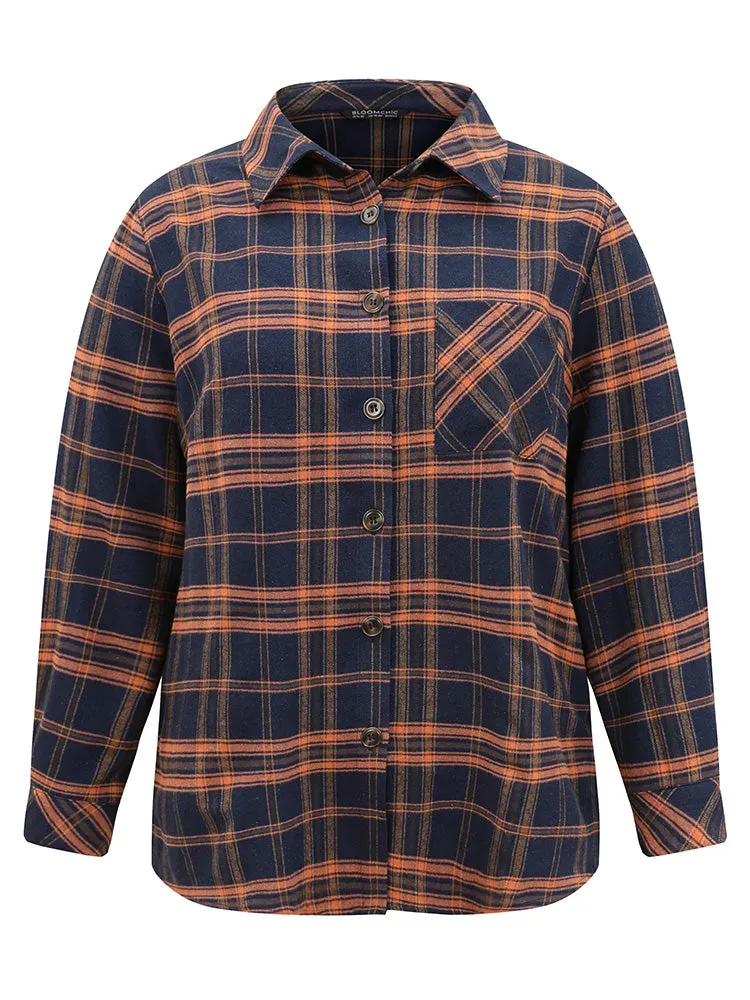 Contrast Plaid Patched Pocket Shirt Collar Blouse sold by Bloomchic product image thumbnail 5