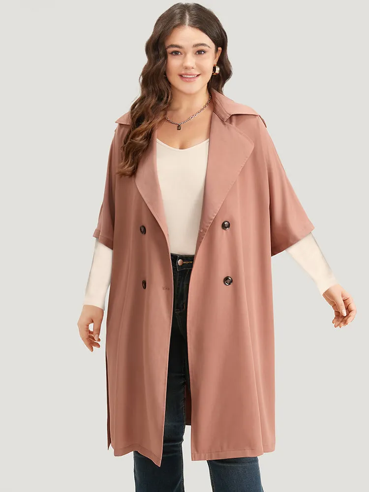 Plain Pocket Button Up Belted Lapel Collar Coat sold by Bloomchic product image thumbnail 3
