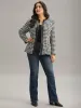 Houndstooth PU Leather Patchwork Tweed Zipper Blazer sold by Bloomchic