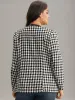 Houndstooth PU Leather Patchwork Tweed Zipper Blazer sold by Bloomchic