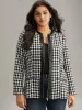 Houndstooth PU Leather Patchwork Tweed Zipper Blazer sold by Bloomchic