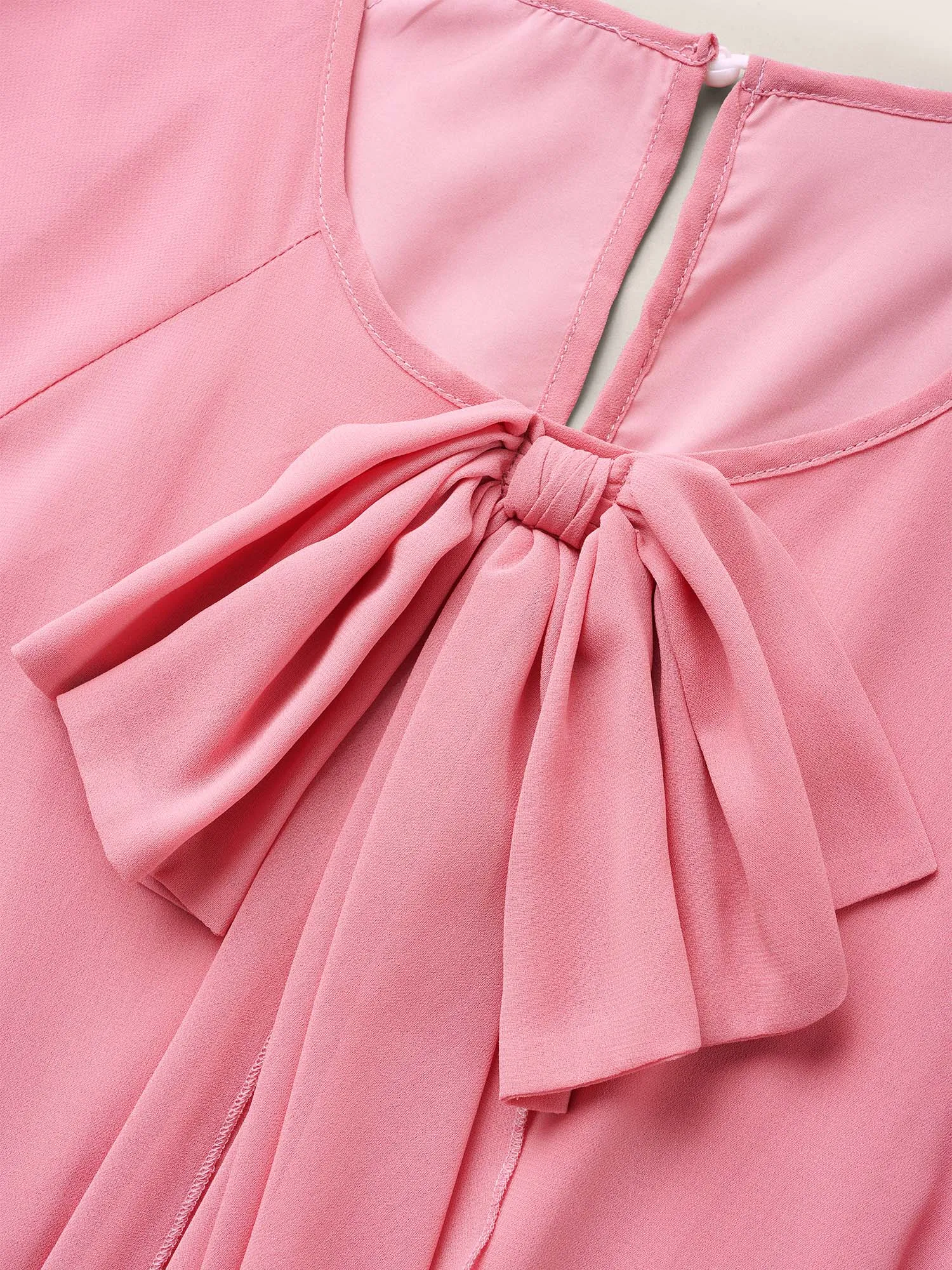 Bowknot Detail Chiffon Patchwork Midi Dress sold by Bloomchic product image thumbnail 5