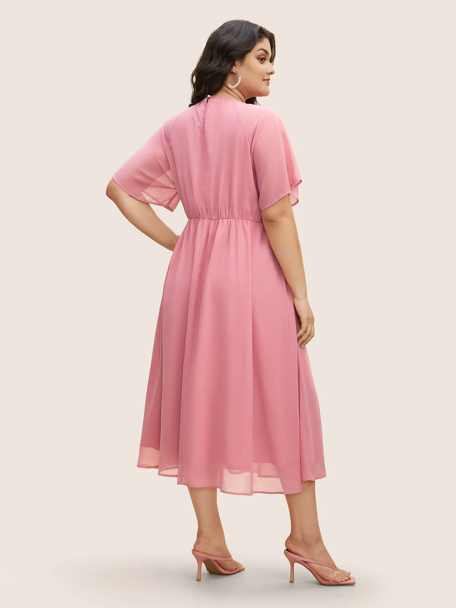 Bowknot Detail Chiffon Patchwork Midi Dress sold by Bloomchic product image thumbnail 3